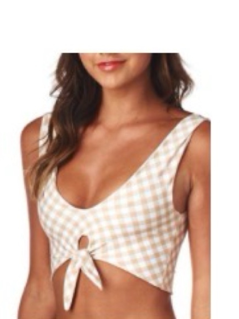 Montce Kim Bikini Top Beige Gingham Size Large L
